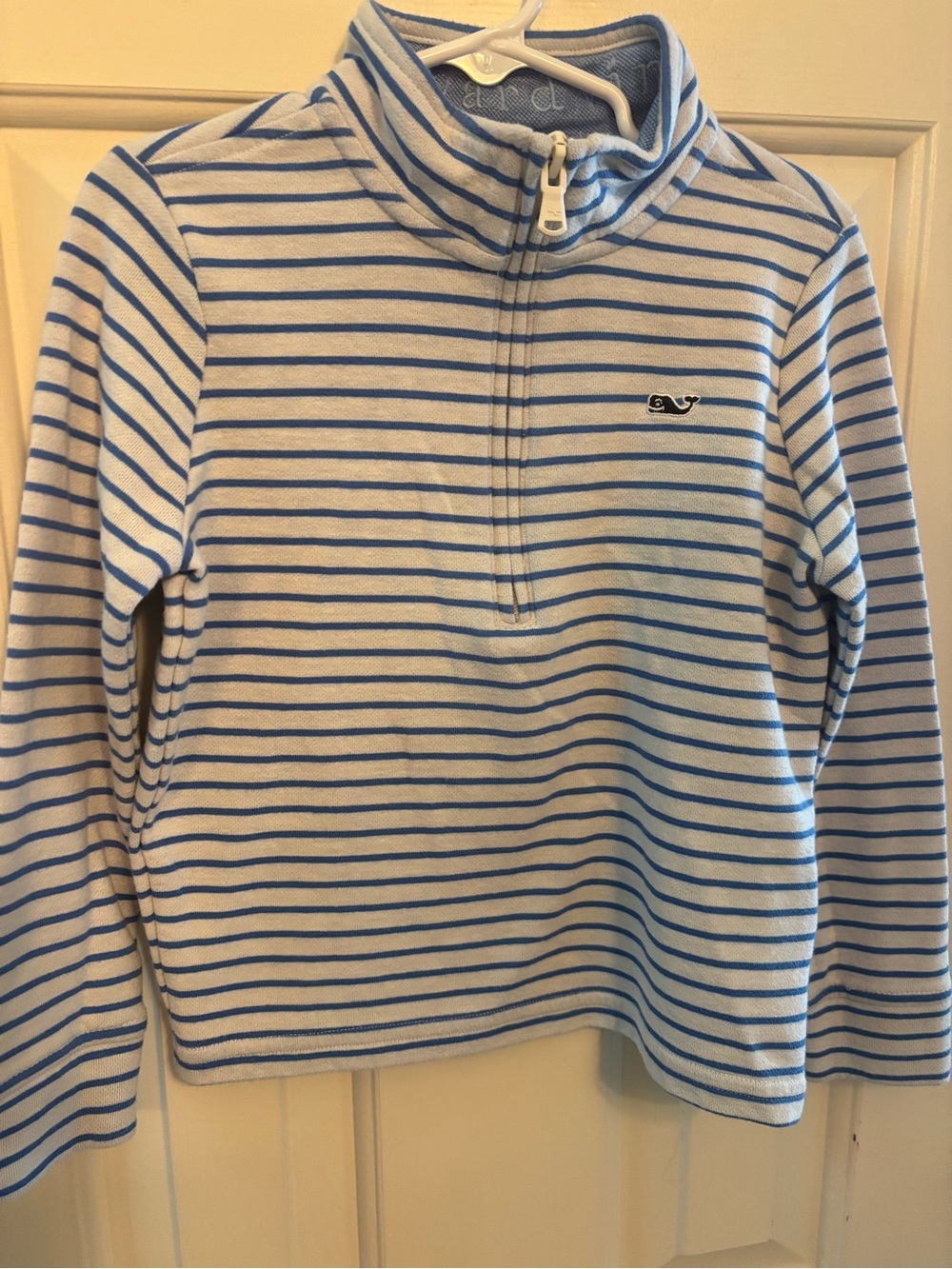 Vineyard Vines Youth White & Blue Striped Half-Zip Pullover